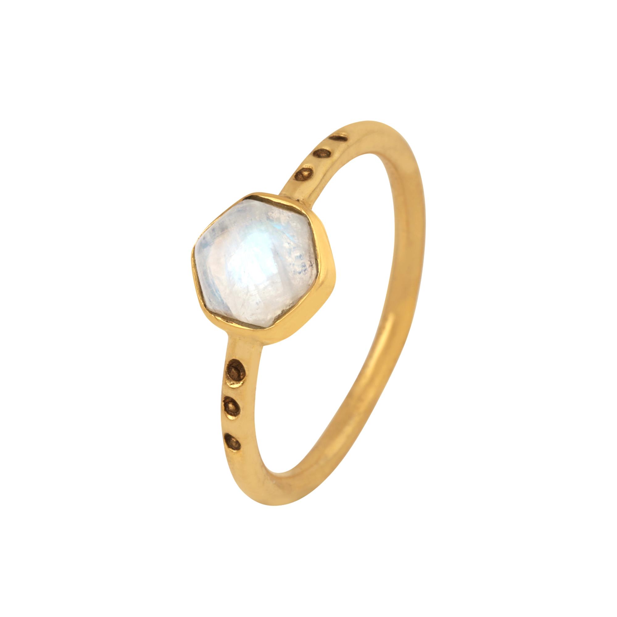 Natural Flashy Moonstone 925 Sterling Silver 18k Gold Plated Dainty Ring 