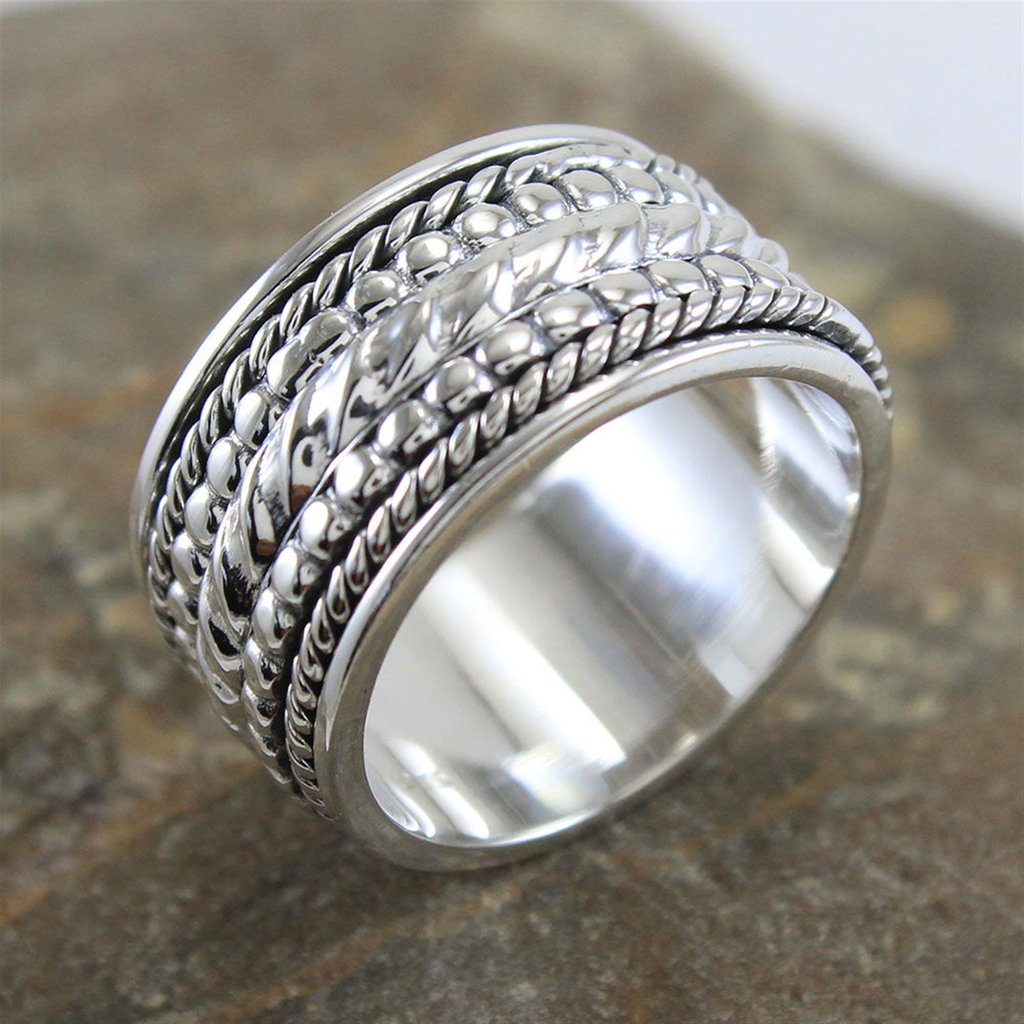Spinner Ring Thumb Ring Joyería Anillos Alianzas Aquamarine Natural Gemstone 925 Sterling Silver Ring Etsy cyber 2022 Silver Band Ring 925-Sterling Silver Ring 