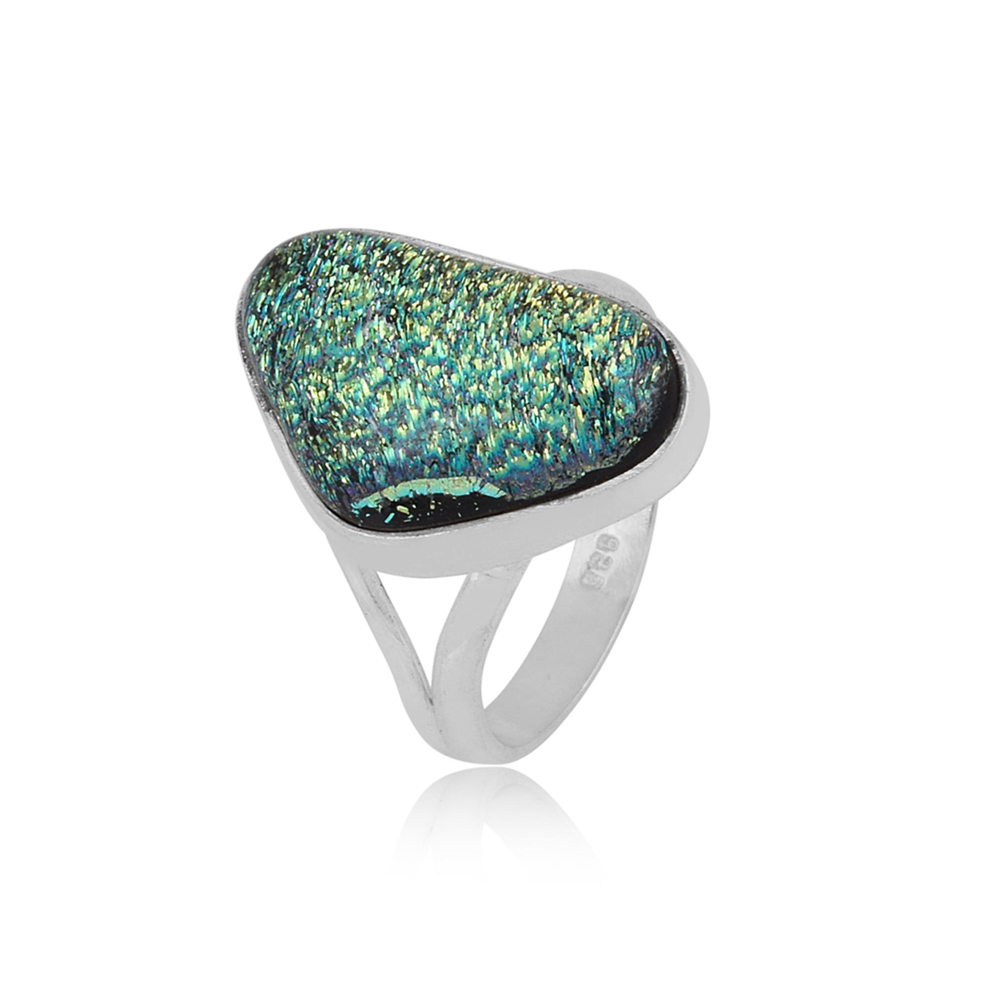 Dichroic Glass Ring In 925 Sterling Silver 