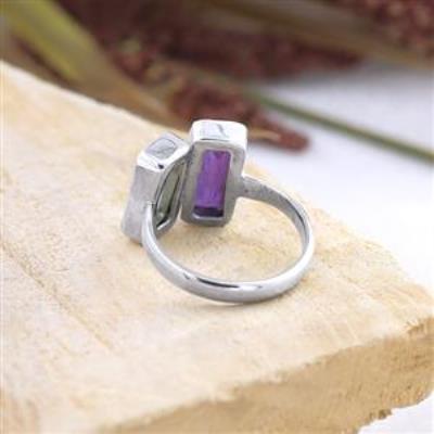 Two Stone Baguette Adjustable 925 sterling Silver Ring Jewelry Distributor | Akrati Jewels Inc