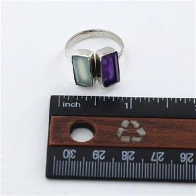 Two Stone Baguette Adjustable 925 sterling Silver Ring Jewelry Distributor | Akrati Jewels Inc