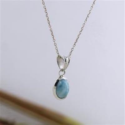 Natural Blue Ocean Larimar Pendant 925 Sterling Silver Jewelry  | Akrati Jewels Inc