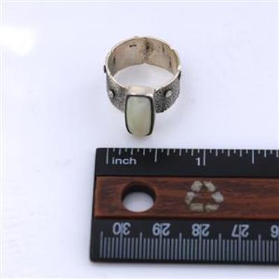  Ethiopian Opal Baguette Shape Ring 925 Sterling Silver Textured Band Jewelry US 8  | Akrati Jewels Inc