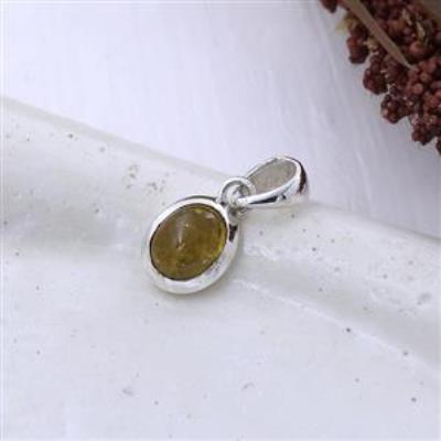 Elegant Yellow Tourmaline Oval Shaped Dainty Sterling Silver Pendant | Akrati Jewels Inc