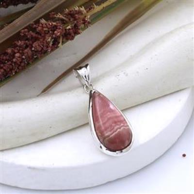 Unique Teardrop Rhodochrosite Sterling Silver Pendant for Her | Akrati Jewels Inc