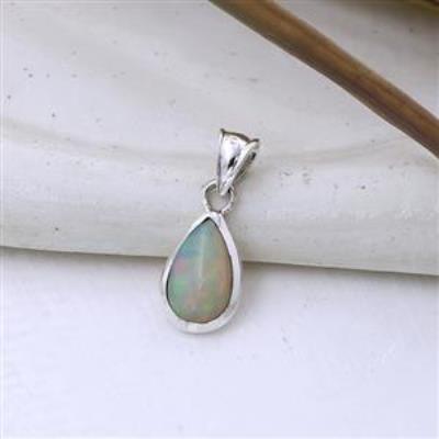 Teardrop Dainty Ethiopian Opal Pendant Silver Jewelry | Akrati Jewels Inc