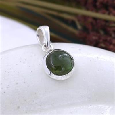 Round Green Tourmaline 925 Sterling Silver Dainty Pendant Jewelry for Women | Akrati Jewels Inc