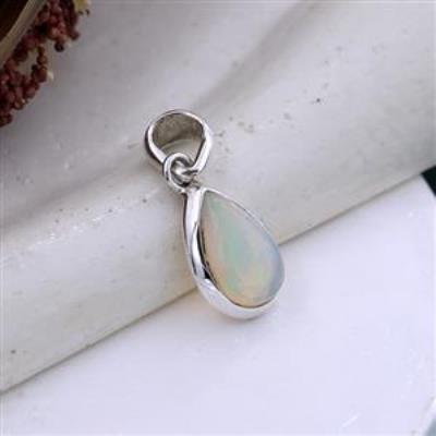 Elegant Teardrop Ethiopian Opal Pendant in 925 Sterling Silver | Akrati Jewels Inc