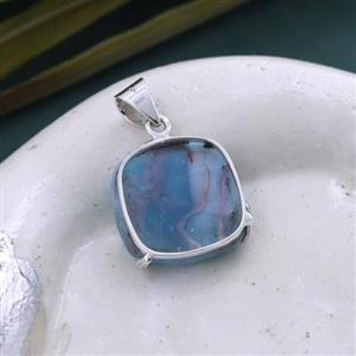 Blue Ocean Cushion Shape Larimar Birthstone 925 Silver Pendant  | Akrati Jewels Inc