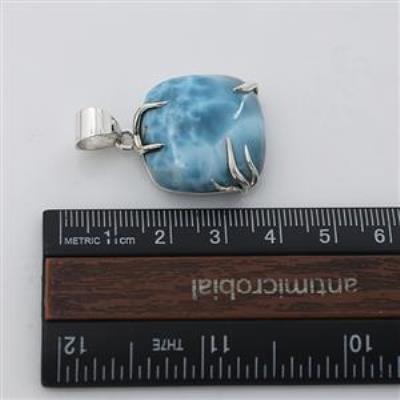 Blue Ocean Cushion Shape Larimar Birthstone 925 Silver Pendant  | Akrati Jewels Inc
