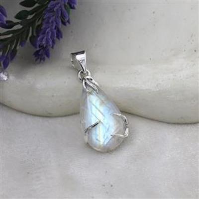 925 Sterling Silver Pear Shaped Handmade Moonstone Pendant Jewelry | Akrati Jewels Inc