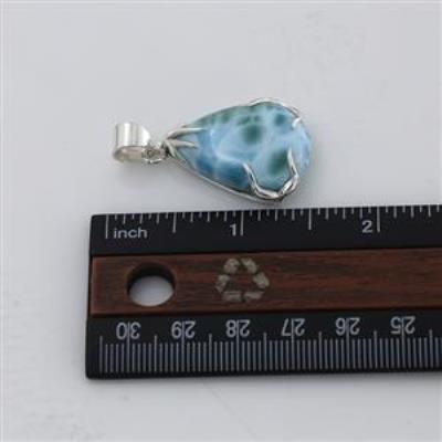Natural Larimar 925 Silver Statement Pendant Necklace Women Jewelry | Akrati Jewels Inc
