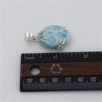 Hnadcrafted Ocean Inspired Larimar Gemstone Silver Boho Pendant | Akrati Jewels Inc