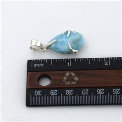 Natural Pear Shape Larimar Gemstone Silver Pendant Jewelry | Akrati Jewels Inc