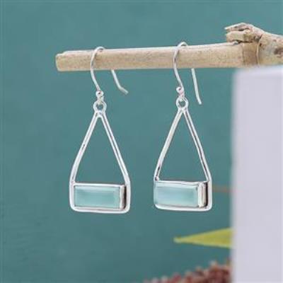 Rectangle Swing Dangle 925 Sterling Silver Earring Jewelry Manufacturer Supplier | Akrati Jewels Inc