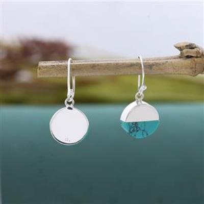 D Sape Half Gemstone Stylish Handmade 925 Sterling Silver Earrings | Akrati Jewels Inc
