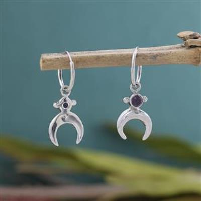 925 Silver Celestial Crescent Moon Dangle Earrings Bulk Jewelry Distributor | Akrati Jewels Inc