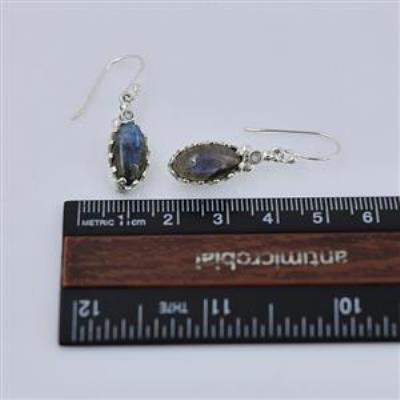 Natural Blue Flash Labradorite 925 Silver Stylish Dangle Earring Women Bulk Jewelry Distributor | Akrati Jewels Inc