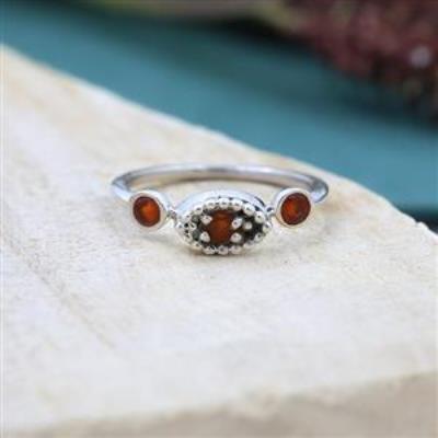 Buy 925 Sterling Silver Three Gemstone Minimal Band Ring Jewellery Supplier | Akrati Jewels Inc