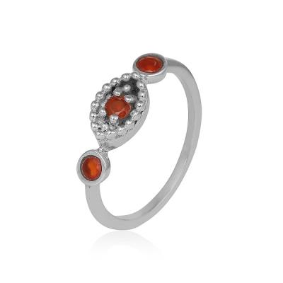 Buy 925 Sterling Silver Three Gemstone Minimal Band Ring Jewellery Supplier | Akrati Jewels Inc