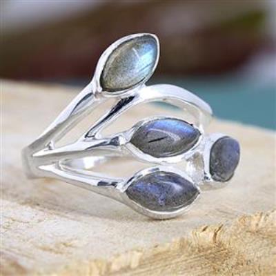 Marquise Shape Labradorite 925 Sterling Silver Ring | Akrati Jewels Inc