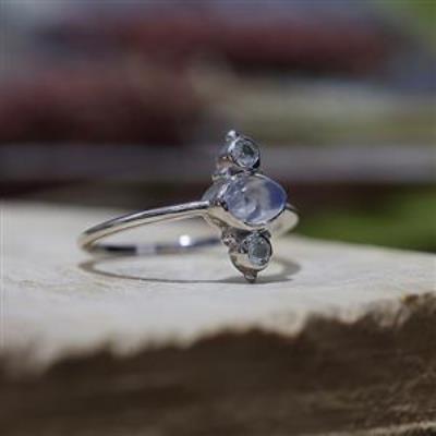 Three Gemstone Boho Bali Style 925 Silver Statement Band Ring For Teen Jewelry Distributor | Akrati Jewels Inc