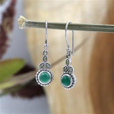 Shop 925 Sterling Silver Round Korean Leaf Designer Dangle Hanging Earrings Distributor | Akrati Jewels Inc