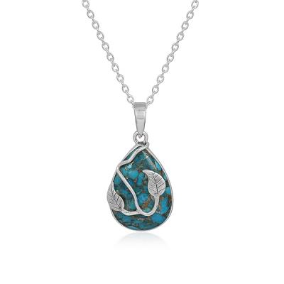 925 Sterling Silver Pear Shape Leaf Wire Wrapped Pendant Jewelry Wholesaler  | Akrati Jewels Inc