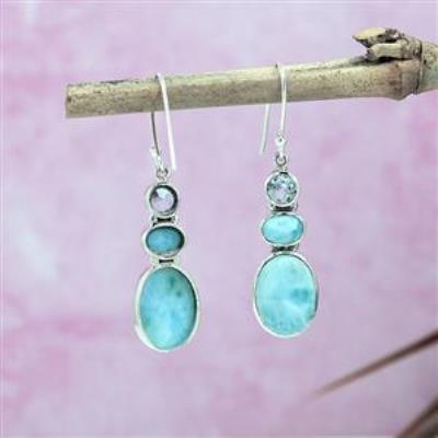 Three Stone 925 Sterling Silver Drop Dangle Handmade Earring Jewelry Distributor | Akrati Jewels Inc