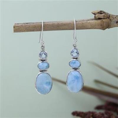 Three Stone 925 Sterling Silver Drop Dangle Handmade Earring Jewelry Distributor | Akrati Jewels Inc