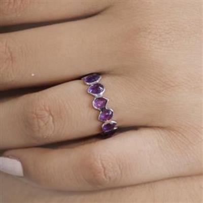 925 Sterling Silver Full Eternity Amethyst Band Ring Handmade Jewelry Manufacturer | Akrati Jewels Inc