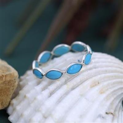 Sleeping Beauty Turquoise Full Eternity Marquise Band Ring Fine Jewelry Distru | Akrati Jewels Inc
