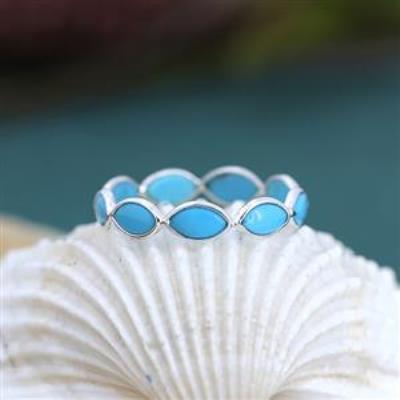 Sleeping Beauty Turquoise Full Eternity Marquise Band Ring Fine Jewelry Distru | Akrati Jewels Inc