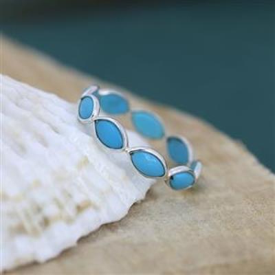 Sleeping Beauty Turquoise Full Eternity Marquise Band Ring Fine Jewelry Distru | Akrati Jewels Inc