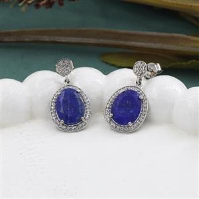 Classic Luxury Lapis Lazuli Gemstone 925 Silver Stud Dangle Earrings Jewellery Distributor  | Akrati Jewels Inc
