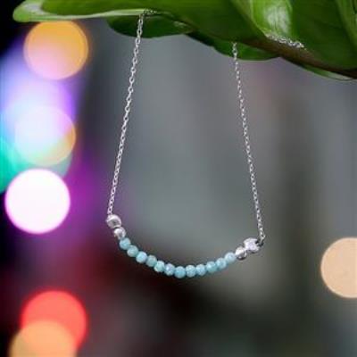 Unique Rondelle Amazonite Beads 925 Sterling Silver Necklace Women Bulk Jewelry Supplier | Akrati Jewels Inc