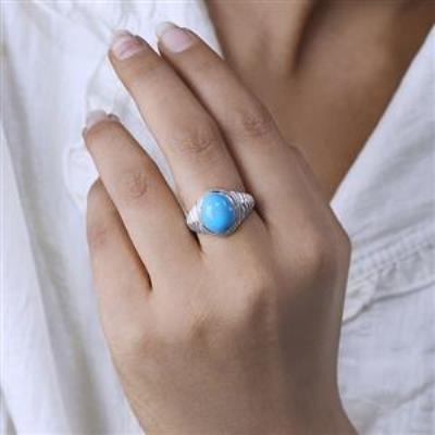 925 Sterling Silver Natural Turquoise Birthstone Dome Statement Band Ring Jewelry Supplier | Akrati Jewels Inc