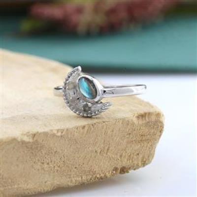 Minimalist Oval Moon Design Gemstone Handmade 925 Sterling Silver Ring Jewelry Wholesaler | Akrati Jewels Inc