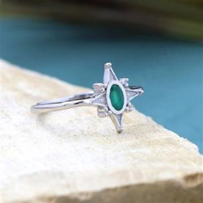 Sterling Silver North Star Handmade Oval Gemstone Band Ring Bulk Jewellery Wholesaler | Akrati Jewels Inc