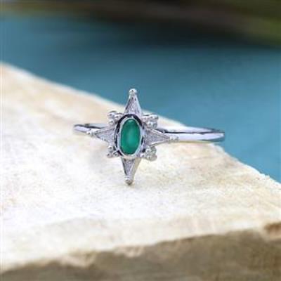 Sterling Silver North Star Handmade Oval Gemstone Band Ring Bulk Jewellery Wholesaler | Akrati Jewels Inc