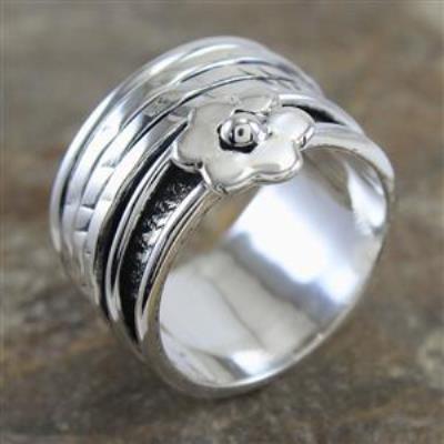Floral Craft Sterling Silver Spinning Ring | Akrati Jewels Inc