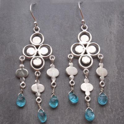 Jhumka Design Blue Topaz Silver Earring | Akrati Jewels Inc
