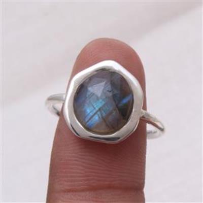Labradorite Checker Sterling Silver Ring | Akrati Jewels Inc