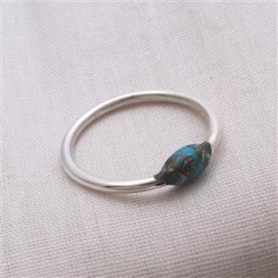 Minimalist Copper Turquoise Silver Tiny Ring | Akrati Jewels Inc
