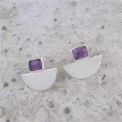 Sterling Silver Amethyst Stud Earring Jewelry from India Wholesale | Akrati Jewels Inc