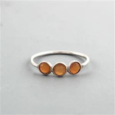 Carnelian 3 Gemstone Sterling Silver Ring | Akrati Jewels Inc