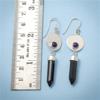 Handcrafted 925 Sterling Silver Black Onyx and Amethyst Earring | Akrati Jewels Inc