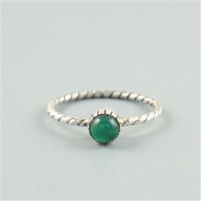 Twisted Wire Sterling Silver Green Onyx Ring | Akrati Jewels Inc