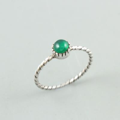 Twisted Wire Sterling Silver Green Onyx Ring | Akrati Jewels Inc