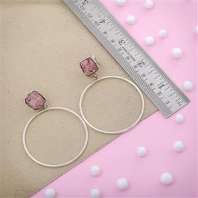 Rhodochrosite Sterling Silver Rough Gemstone Stud Earring | Akrati Jewels Inc